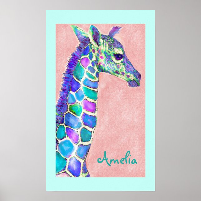 Affiche personalized baby giraffe art (Devant)