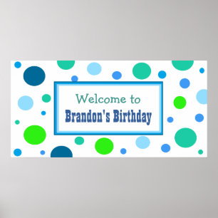 Affiche Personalized Birthday Party Banner for Boy