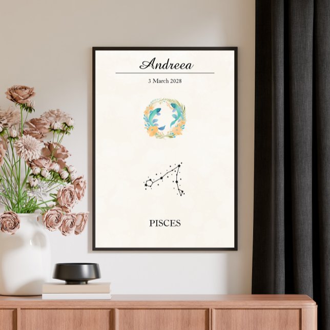 Affiche Personalized Boho Pisces Zodiac Constellation (Créateur téléchargé)