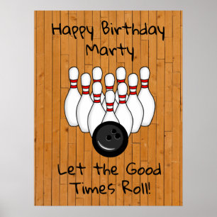 Affiche Personalized Bowling Themed Happy Birthday