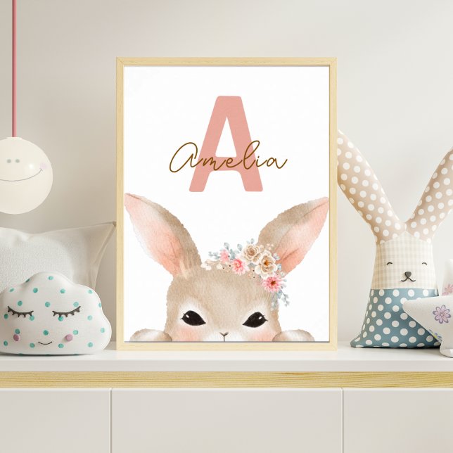 Affiche Personalized Bunny Initial Nursery Wall Art Waterc (Créateur téléchargé)