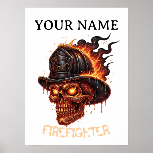 Affiche Personalized Firefighter Skull Fireman Fire Dept (Devant)