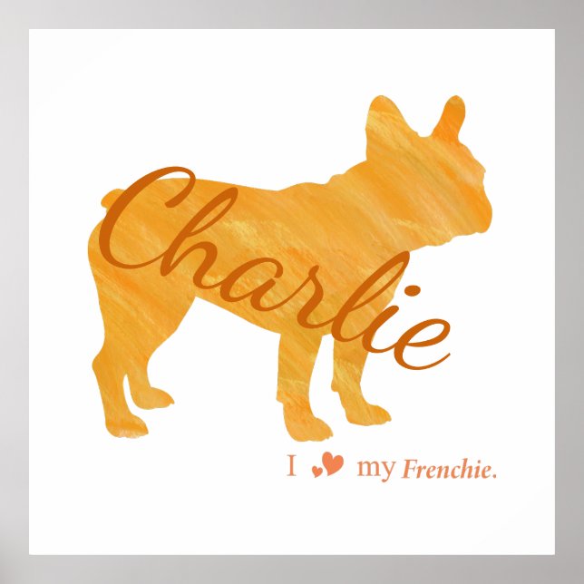 Affiche Personalized French Bulldog Pastel Orange Frenchie (Devant)