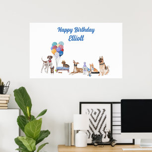 Affiche Personalized Happy Birthday Canine Dog Breeds