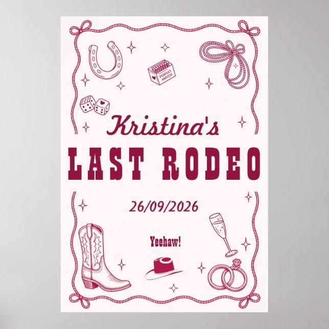 Affiche Personalized Last Rodeo Western Bachelorette Party (Devant)