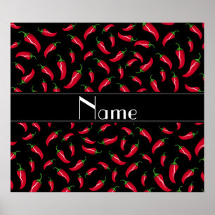 Affiche Personalized name black red chili pepper