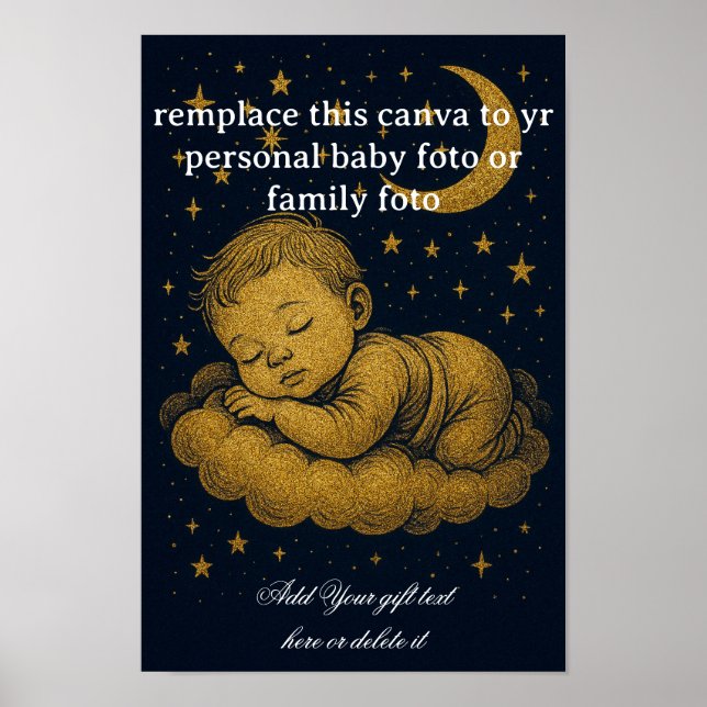 Affiche Personalized Newborn Gift, Custom Name & Date  (Devant)