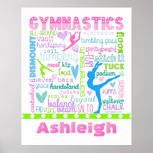 Affiche Personalized Pastel Gymnastics Words Typography (Devant)
