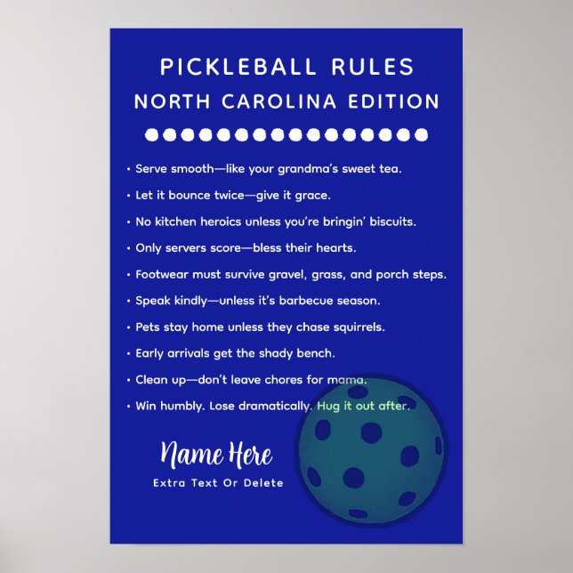 Affiche Personalized Pickleball North Carolina Edition (Devant)