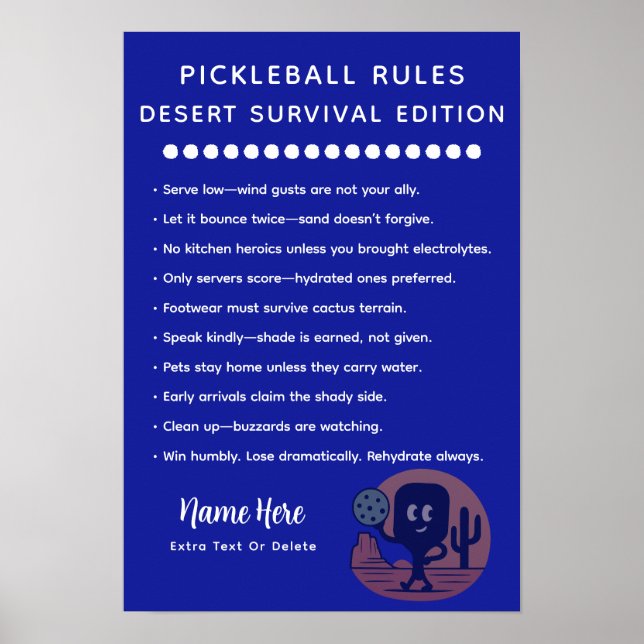 Affiche Personalized Pickleball Rules Desert Survival (Devant)
