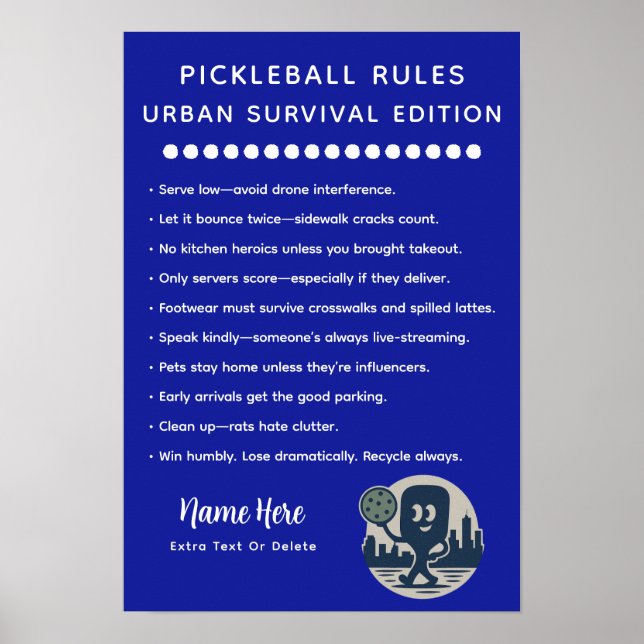 Affiche Personalized Pickleball Rules Urban Survival (Devant)