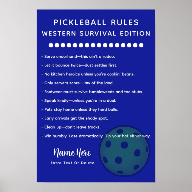 Affiche Personalized Pickleball Rules Western Survival (Devant)