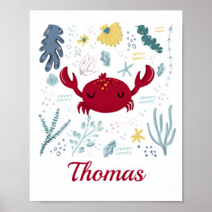 Affiche Personalized Red Crab Sea Life Marine Life Ocean