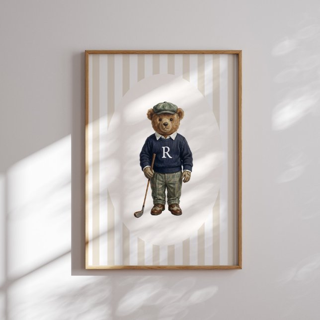 Affiche Personalized Vintage Golf Teddy Bear Wall Art (Créateur téléchargé)