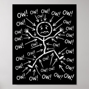 Affiche Personnage bâton Ow Ow Ow Humour Douleur Chronique