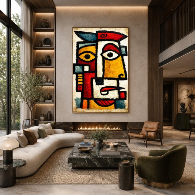 Affiche Personnage Cubiste Primitif 1 Art Abstrait Gras (Créateur téléchargé)