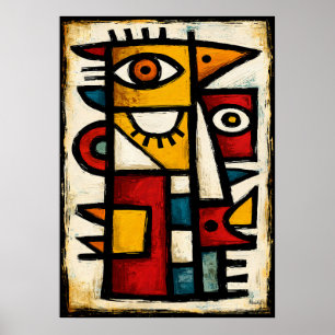 Affiche Personnage Cubiste Primitif 2 Art Abstrait Gras