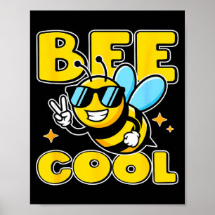 Affiche Personnage d'abeille heureuse signe de paix amusan