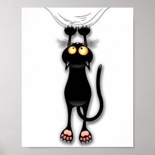 Affiche Personnage de chat drôle qui gratte le tissu
