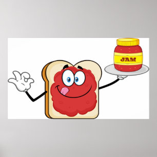 Affiche Personnage de dessin animé toast à la confiture de