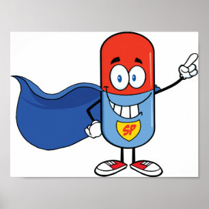 Affiche Personnage de héros de dessin animé Super Pill