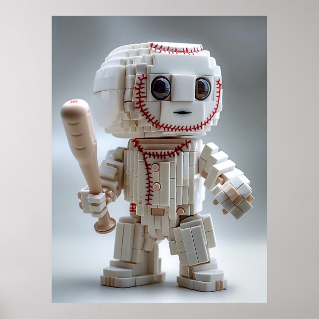 Affiche Personnage de mascotte de baseball Voxel (Devant)