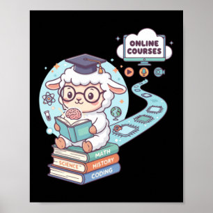 Affiche Personnage de mouton mignon Cours en ligne d'appre