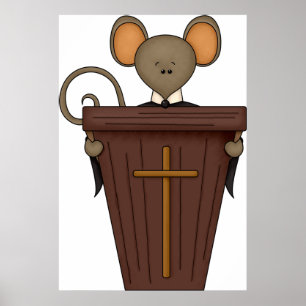 Affiche Personnage de souris drôle d'église chrétienne