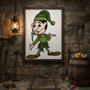 Affiche Personnage Nain Vert avec Pioche