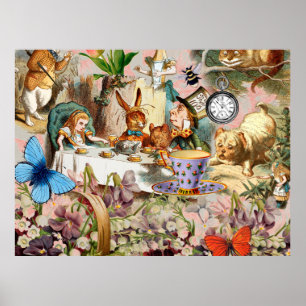 Affiche Personnages de la fête du thé Alice in Wonderland
