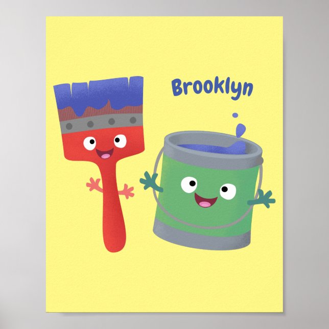 Affiche Personnages de peinture et de pinceau mignons (Devant)