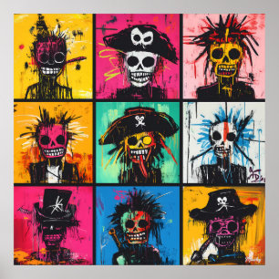 Affiche Personnages de pirates graffiti en gras et vibrant