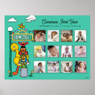 Affiche Personnages de Sesame Street et panneau de signali