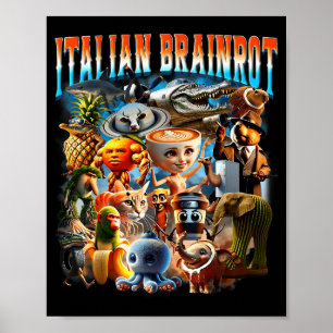 Affiche Personnages drôles de Brainrot italien Meme tendan