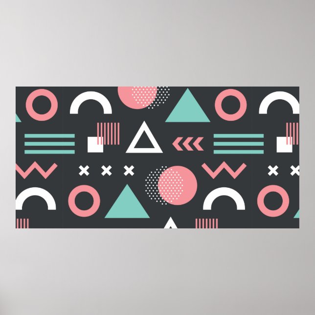 Affiche Personnages géométriques conception motif transpar (Devant)