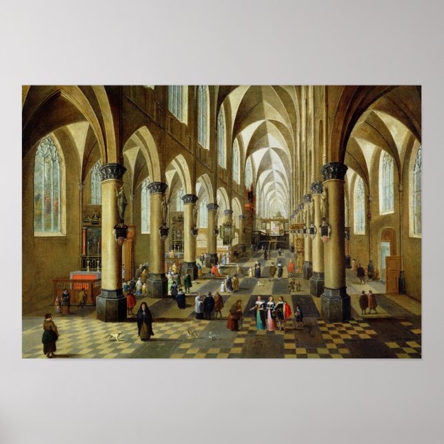 Affiche Personnages rassemblés dans une église intérieure (Devant)