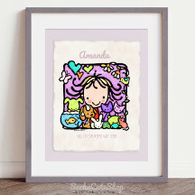 Personnalisable ! Cute Girl Loves Animaux Art