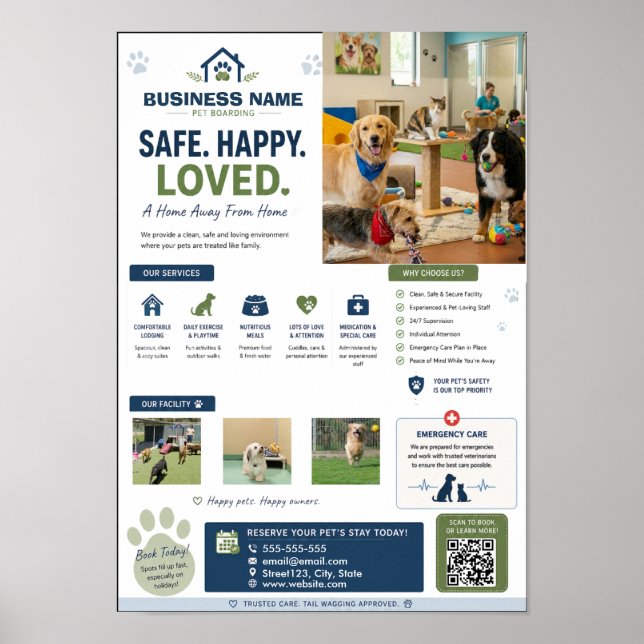 Affiche personnalisable de garde d'animaux de comp (Devant)
