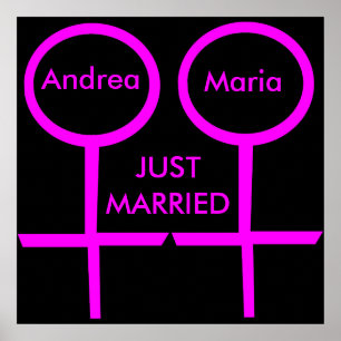 Affiche personnalisable de mariage lesbien