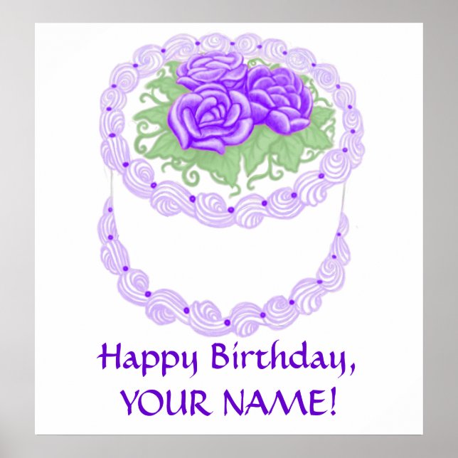 Affiche Personnalisable Happy Birthday Cake Print (Devant)