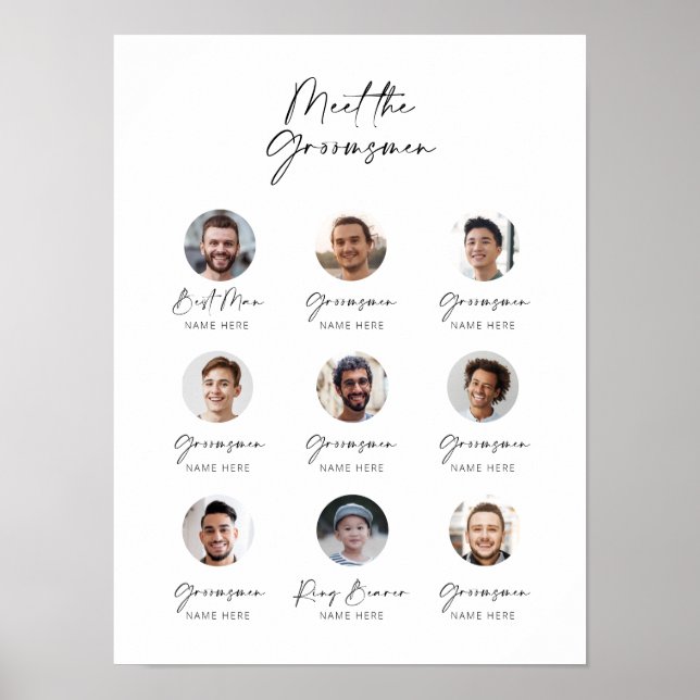 Affiche Personnalisable Rencontrez les Groomsmen Introduct (Devant)