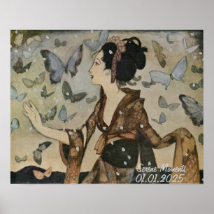 Affiche Personnalisation Vintage esthétique Japon Kimono W