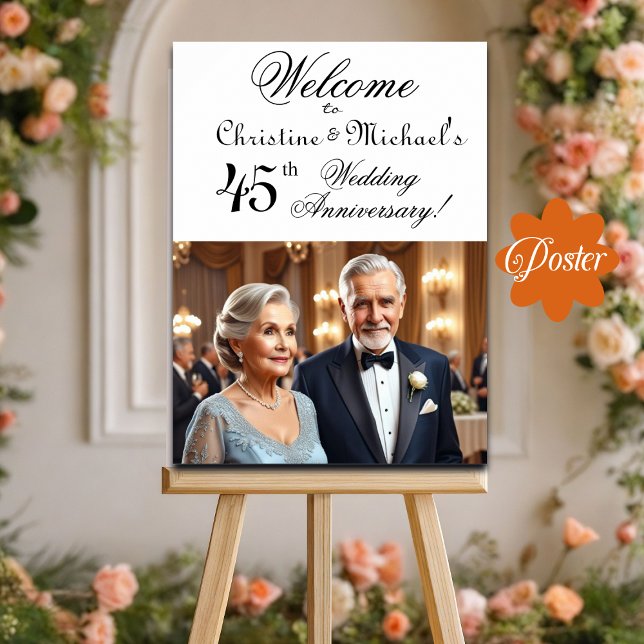 Affiche Personnalisé 1 Photo 45e anniversaire du Mariage B (Créateur téléchargé)