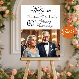 Affiche Personnalisé 1 Photo 60e anniversaire du Mariage B