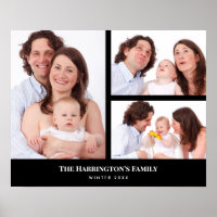 Personnalisé 3 sections Famille Photo Collage Blac