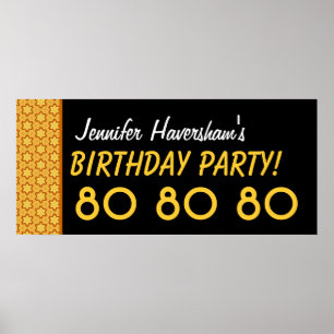Affiche Personnalisé 80e anniversaire ou toute année Gold 