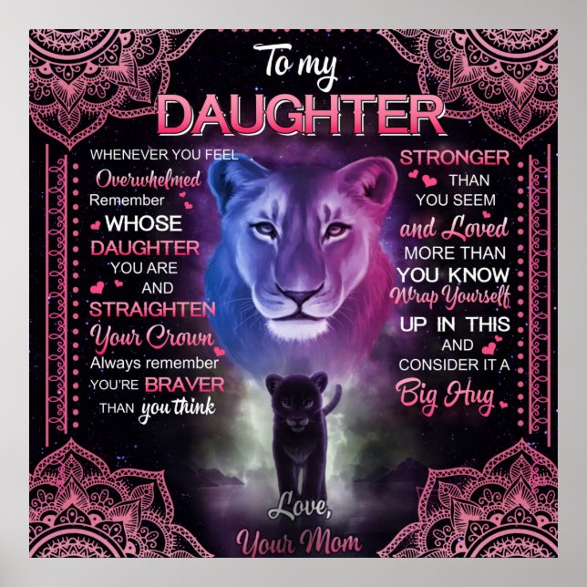 Affiche Personnalisé À Ma Couverture Fille, (Devant)