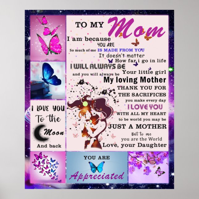Affiche Personnalisé À Ma Mère De La Fille (Devant)