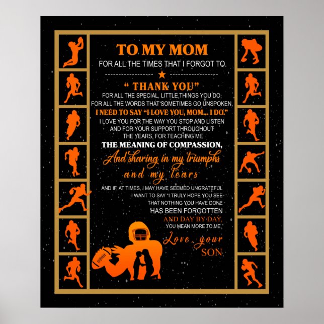 Affiche Personnalisé À Ma Mère De Ton Fils Baseball Jouer (Devant)