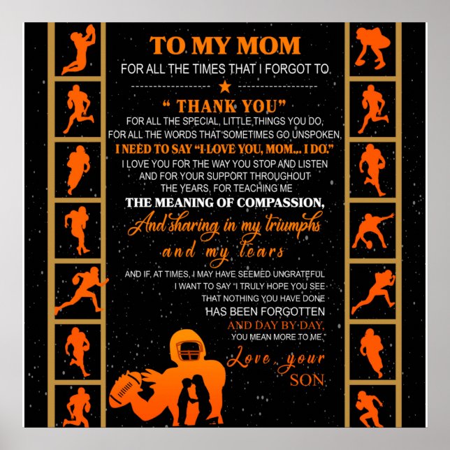 Affiche Personnalisé À Ma Mère De Ton Fils Baseball Jouer (Devant)